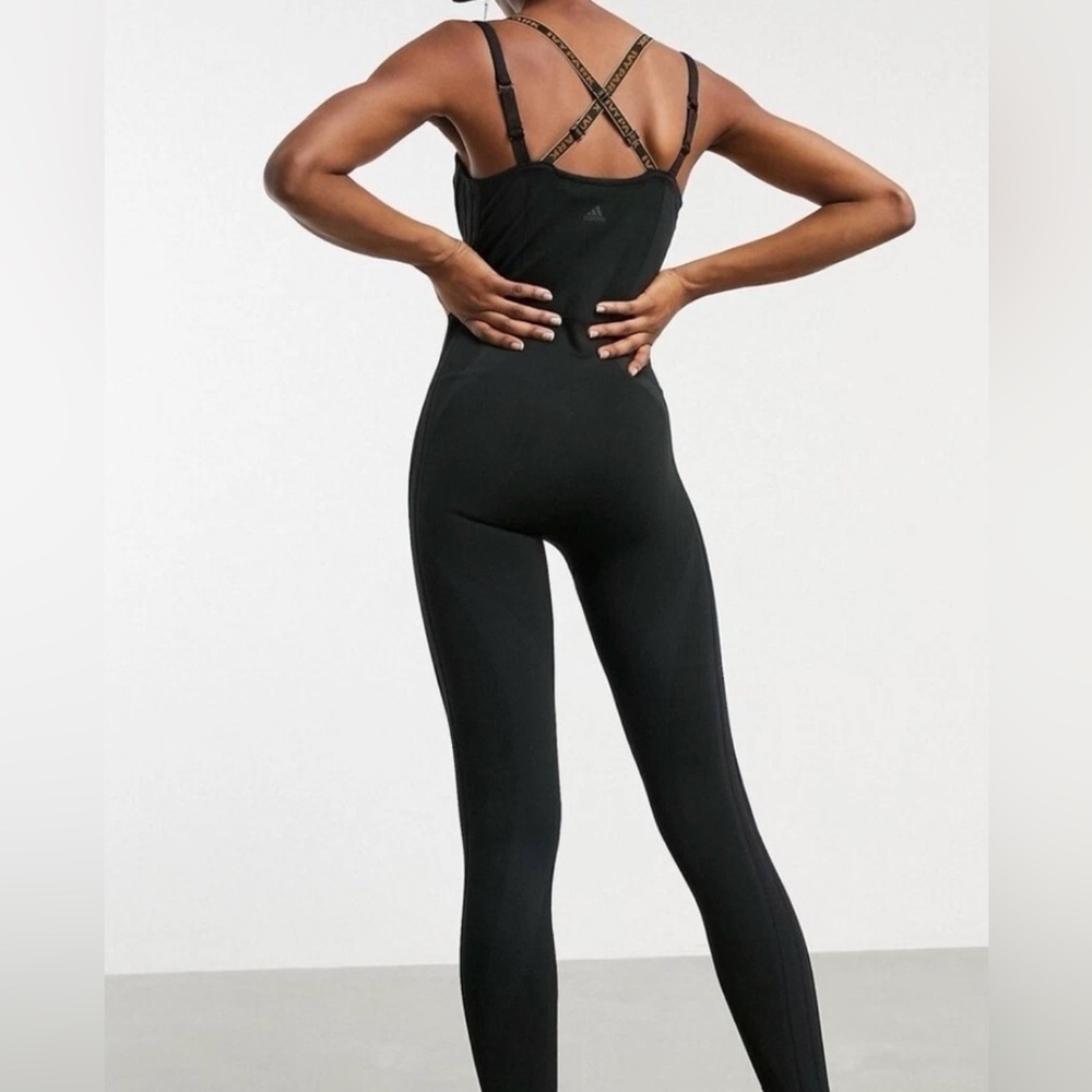 Adidas x Ivy Park Beyonce Knit Catsuit Core Bustier Black Jumpsuit Size Medium - Picture 3 of 16